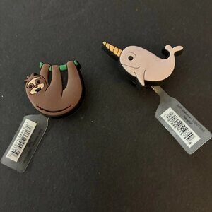 Authentic Crocs Jibbitz Charms Bundle - Sloth & Narwhal - Rare NWT Cute Animals